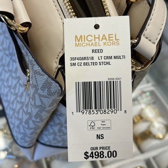 Michael Kors Reed Sm Belted Logo Satchel Crossbody CZ Bag Purse
Lt Cream Multi - Picture 6 of 16